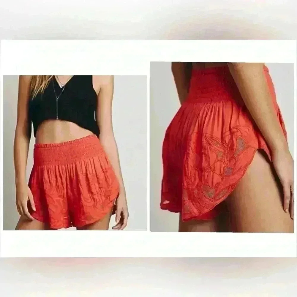 Free people Embroidered Short Coral Size XS